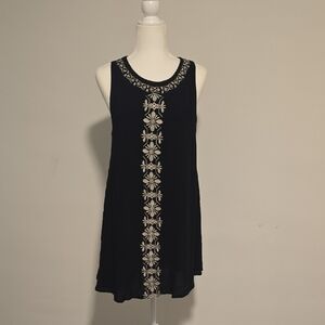 Forever 21 Black Dress with Cream Embroidery